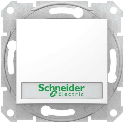 Schneider SDN1600321 SEDNA Egypólusú nyomó kék jelzőfénnyel cimketartóval rugós bekötés 10A Fehér